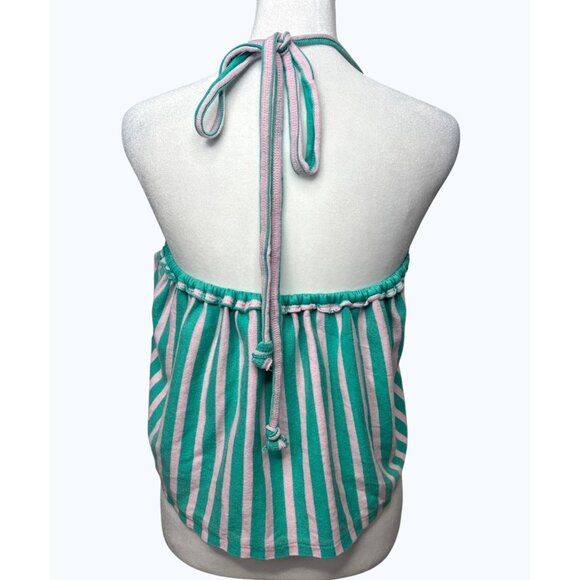 Free People We The Free Coastal Town Halter Top Green White Large - Picture 8 of 13